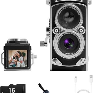 Digital Retro Mini Camera, 1080P Full HD Video, 12MP Auto Focus, with 16GB Card