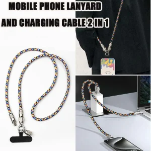 Multifunctional 2 in 1 charging data cable mobile phone lanyard